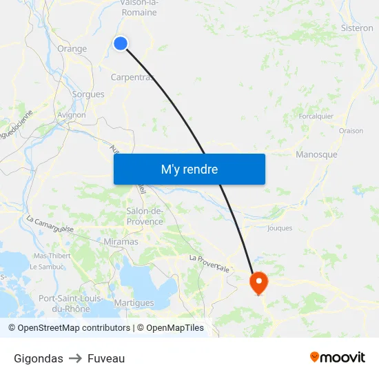Gigondas to Fuveau map