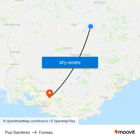 Puy-Sanières to Fuveau map