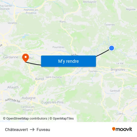 Châteauvert to Fuveau map