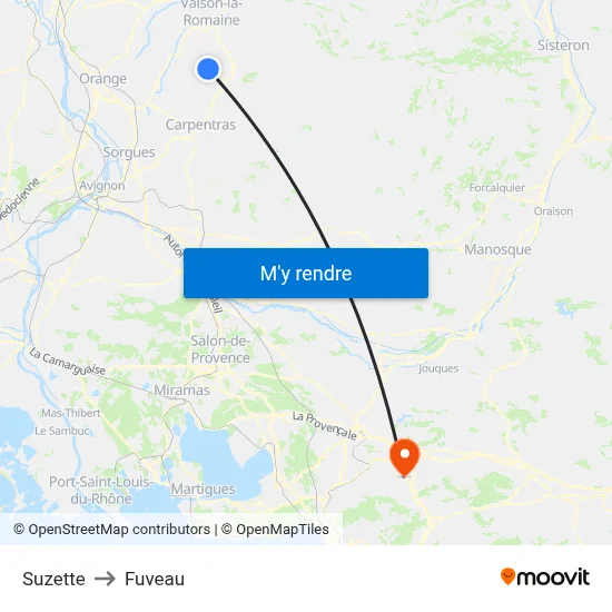 Suzette to Fuveau map