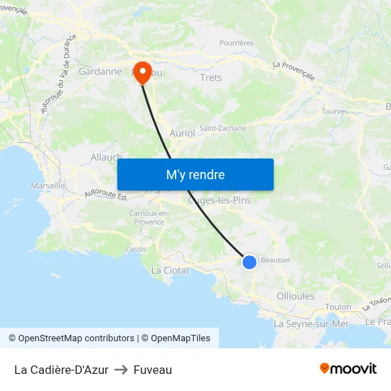 La Cadière-D'Azur to Fuveau map
