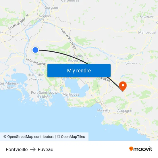 Fontvieille to Fuveau map