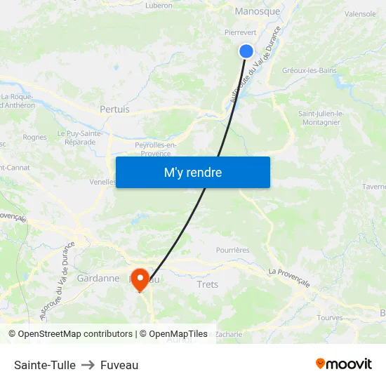 Sainte-Tulle to Fuveau map