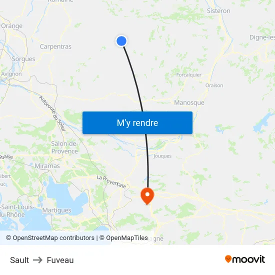Sault to Fuveau map