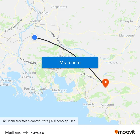Maillane to Fuveau map