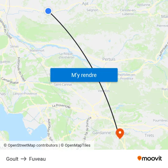 Goult to Fuveau map