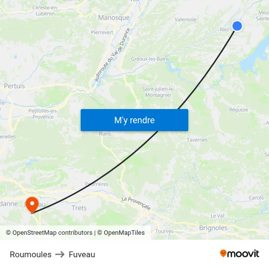 Roumoules to Fuveau map