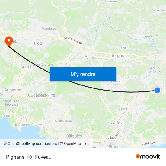 Pignans to Fuveau map