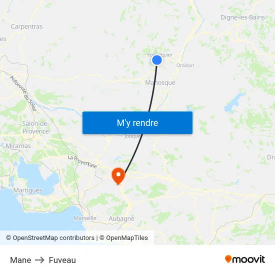 Mane to Fuveau map