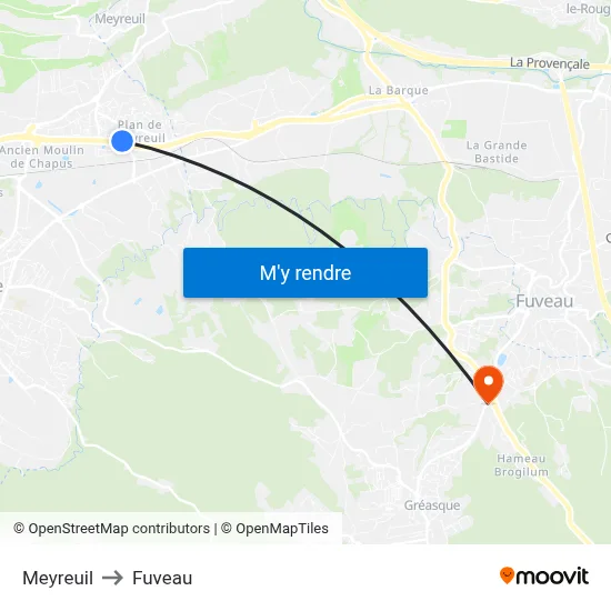Meyreuil to Fuveau map