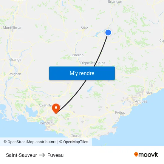 Saint-Sauveur to Fuveau map