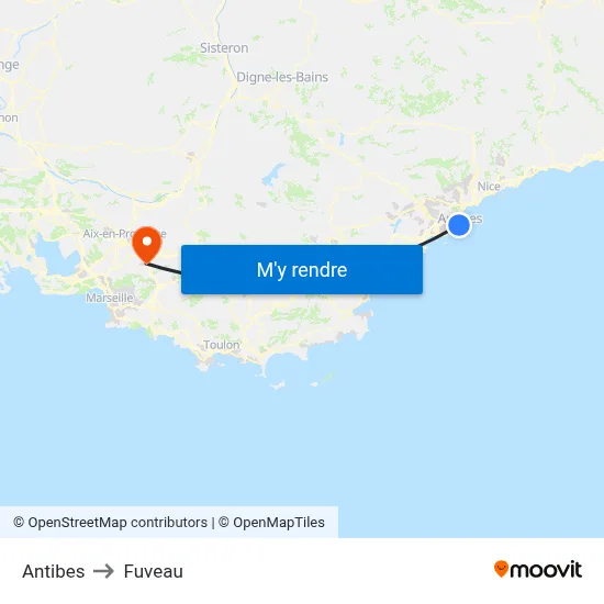 Antibes to Fuveau map
