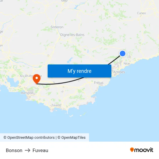 Bonson to Fuveau map