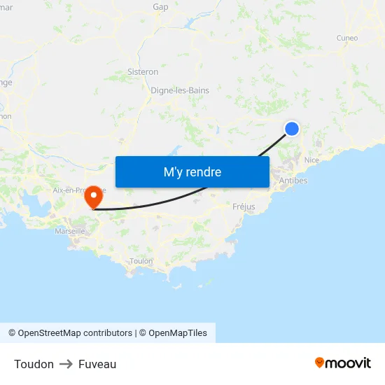 Toudon to Fuveau map