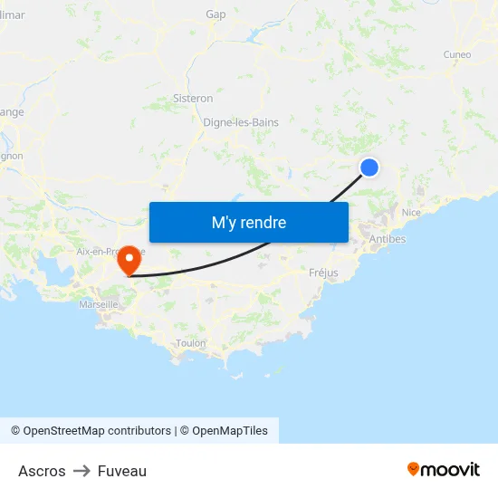Ascros to Fuveau map