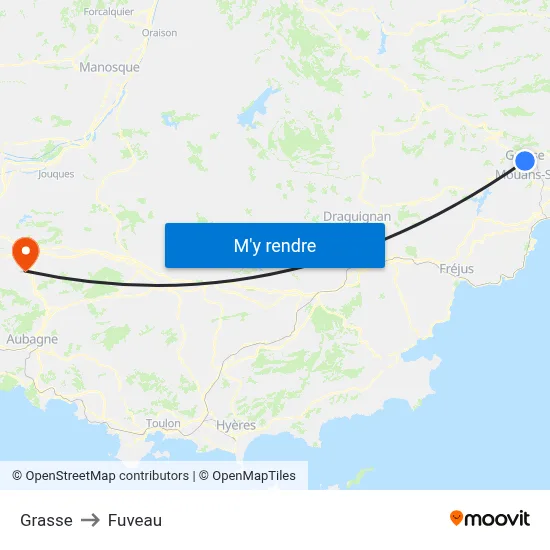 Grasse to Fuveau map