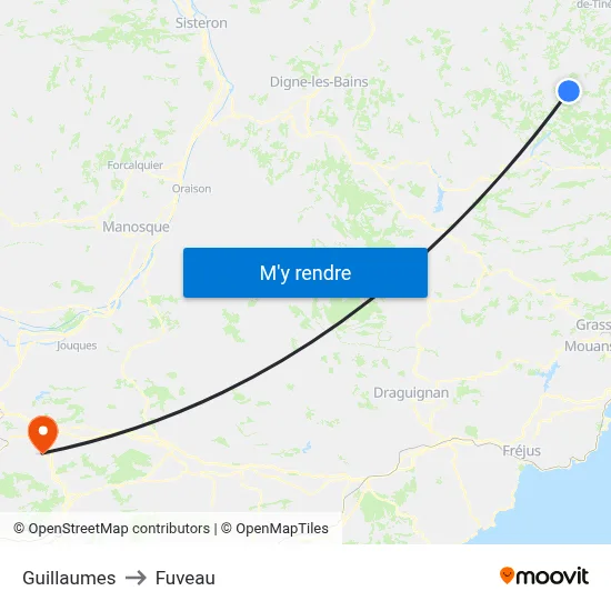Guillaumes to Fuveau map