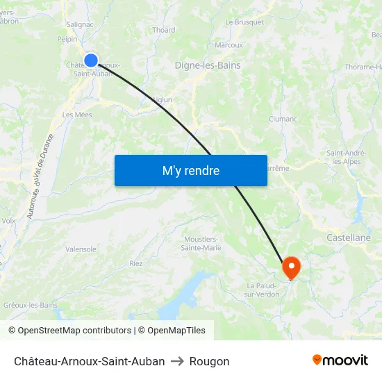 Château-Arnoux-Saint-Auban to Rougon map
