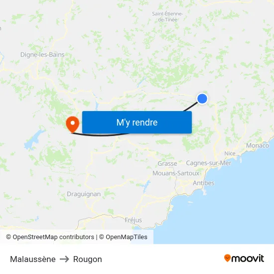 Malaussène to Rougon map