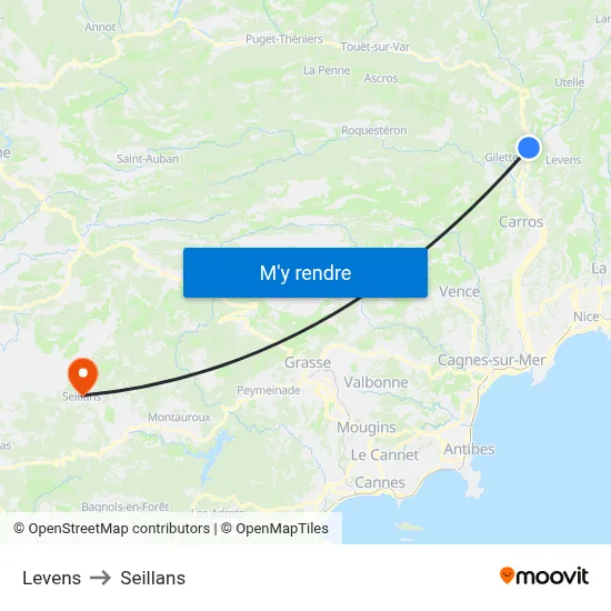Levens to Seillans map