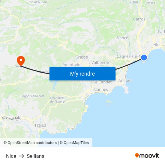 Nice to Seillans map
