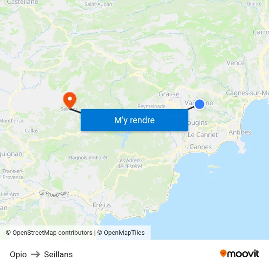 Opio to Seillans map