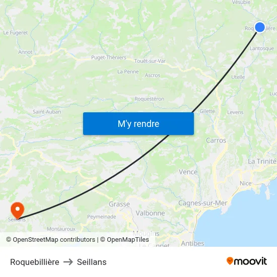 Roquebillière to Seillans map