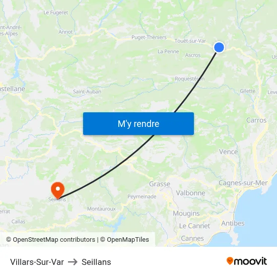 Villars-Sur-Var to Seillans map