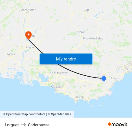 Lorgues to Caderousse map