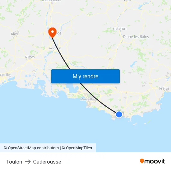 Toulon to Caderousse map
