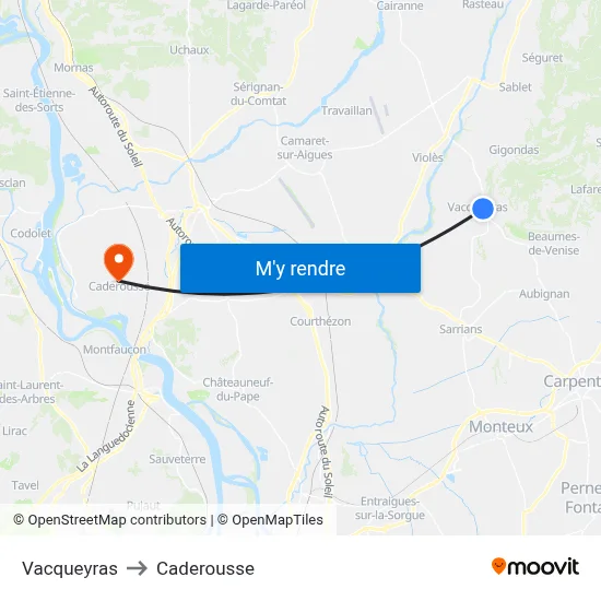 Vacqueyras to Caderousse map