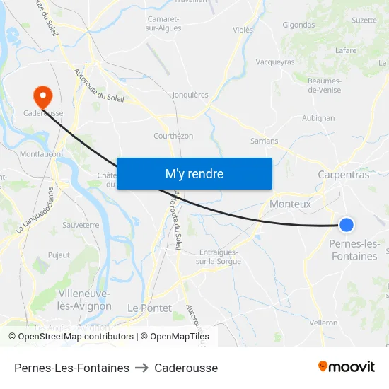 Pernes-Les-Fontaines to Caderousse map
