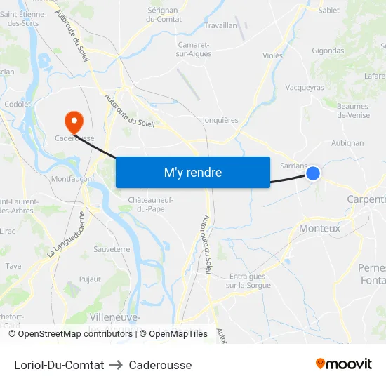 Loriol-Du-Comtat to Caderousse map
