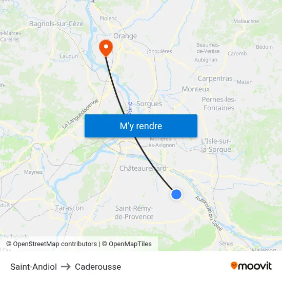 Saint-Andiol to Caderousse map