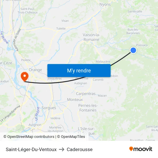 Saint-Léger-Du-Ventoux to Caderousse map
