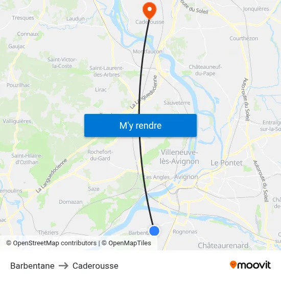 Barbentane to Caderousse map