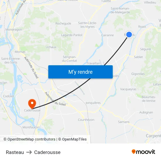 Rasteau to Caderousse map