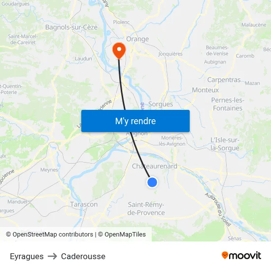 Eyragues to Caderousse map