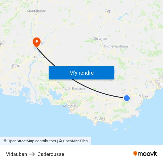 Vidauban to Caderousse map
