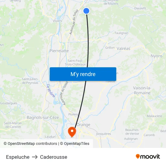 Espeluche to Caderousse map