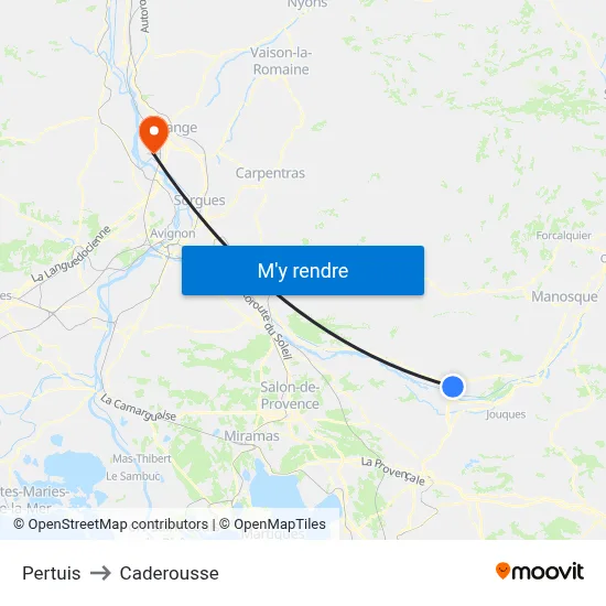 Pertuis to Caderousse map