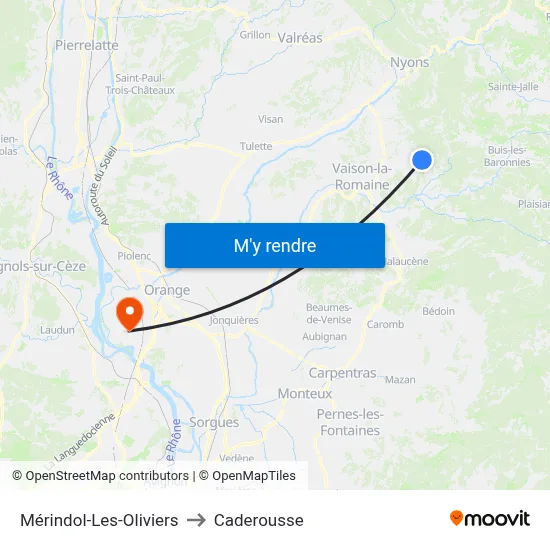 Mérindol-Les-Oliviers to Caderousse map