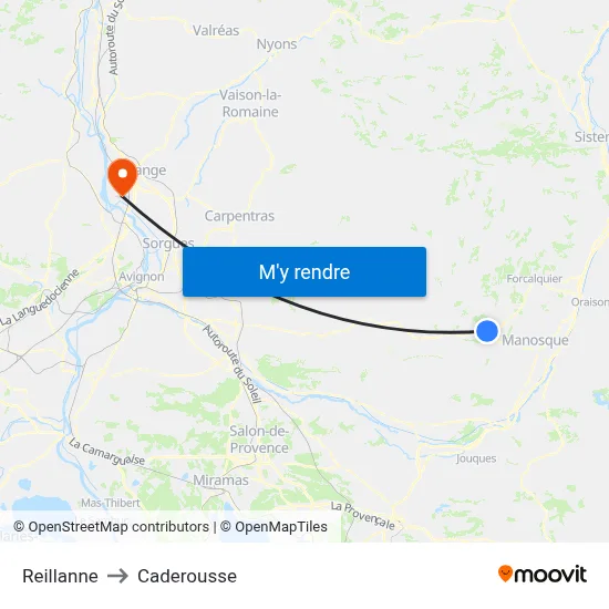 Reillanne to Caderousse map