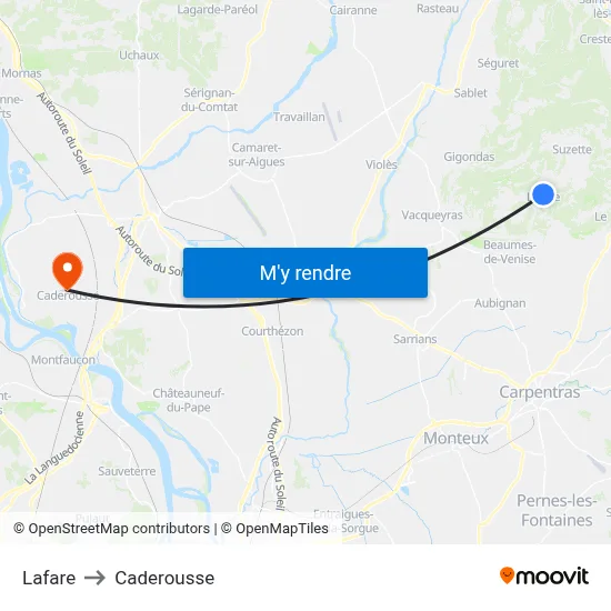 Lafare to Caderousse map