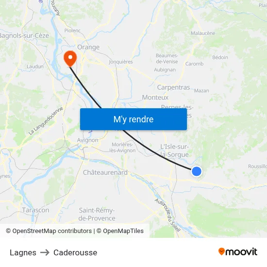 Lagnes to Caderousse map