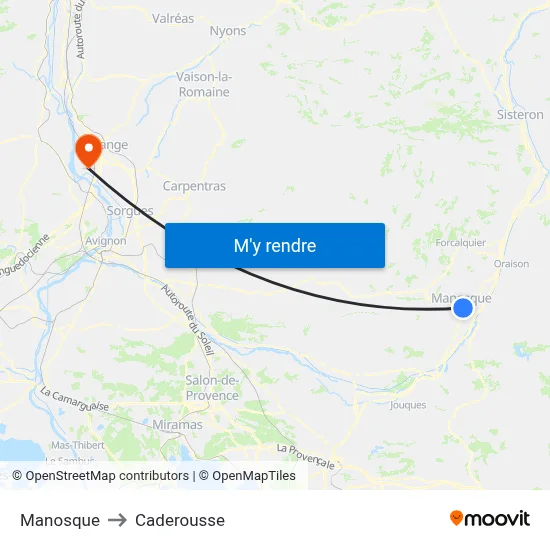 Manosque to Caderousse map