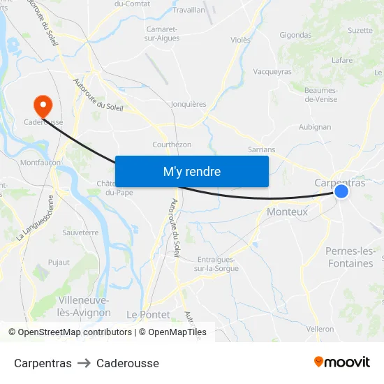 Carpentras to Caderousse map