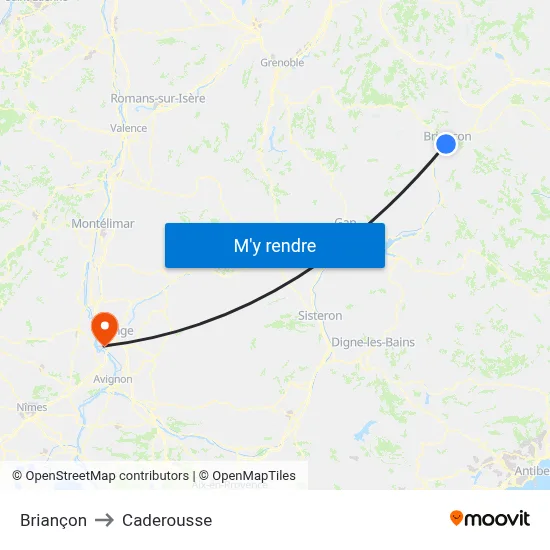 Briançon to Caderousse map