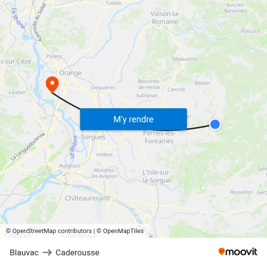 Blauvac to Caderousse map