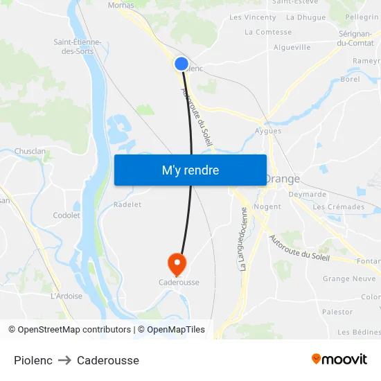 Piolenc to Caderousse map